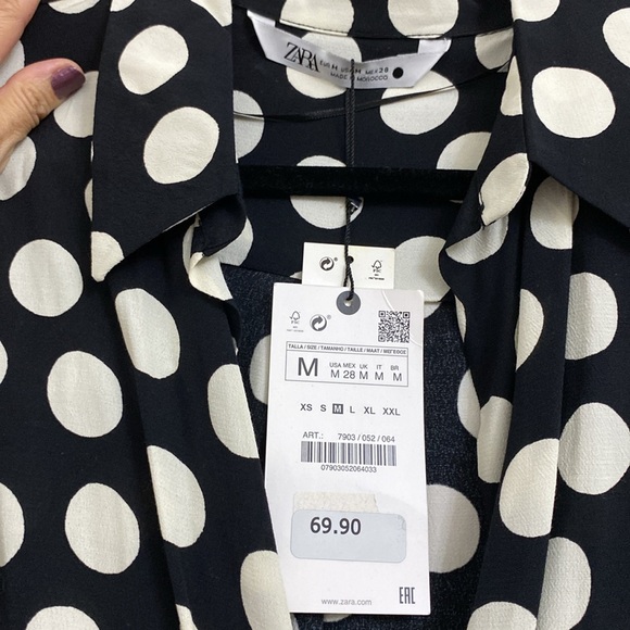 NWT Zara Dot Shirt Wrap Mini Dress - Picture 10 of 11